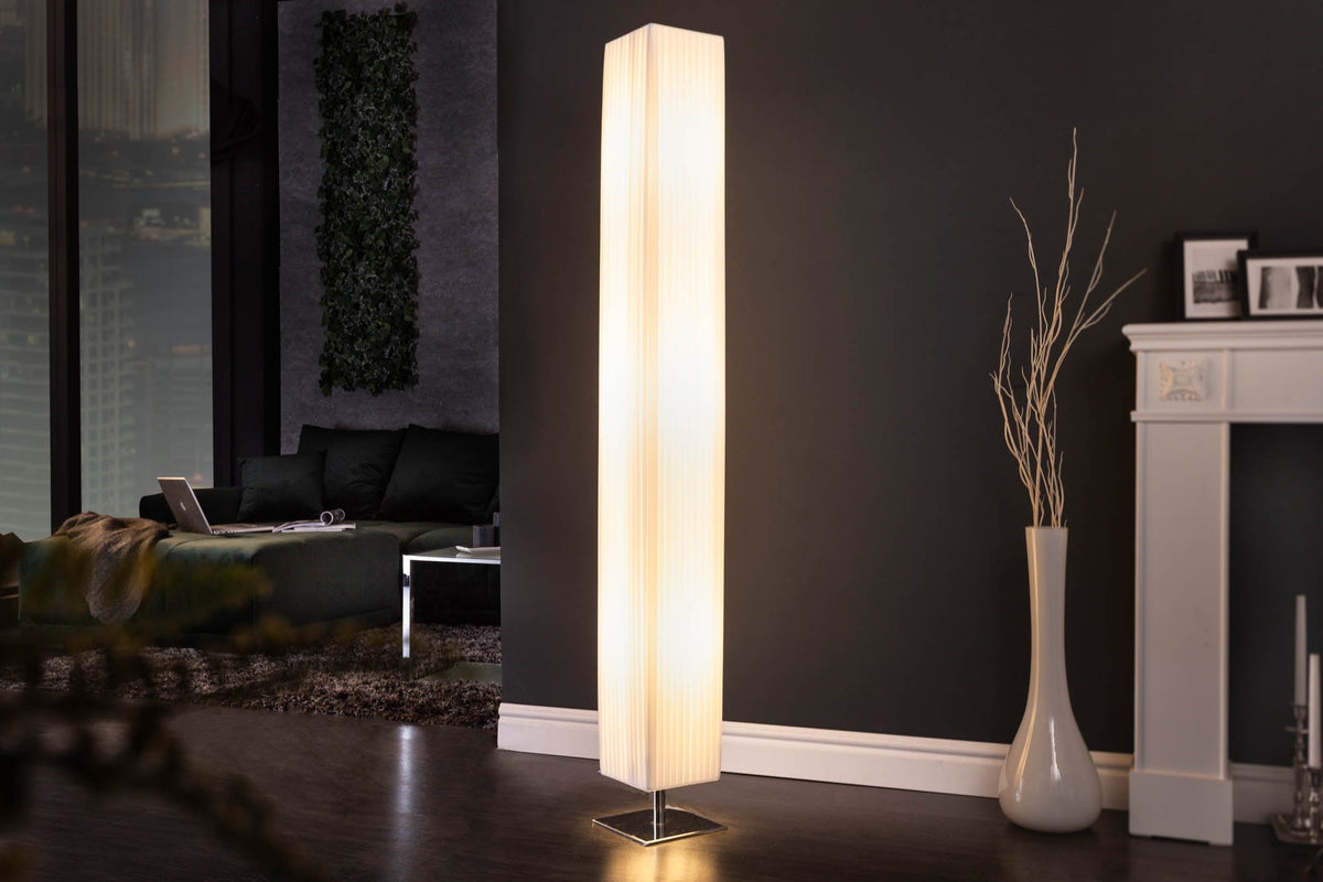 Lampe sur pied design moderne PARIS 160 cm blanc abat-jour plissé