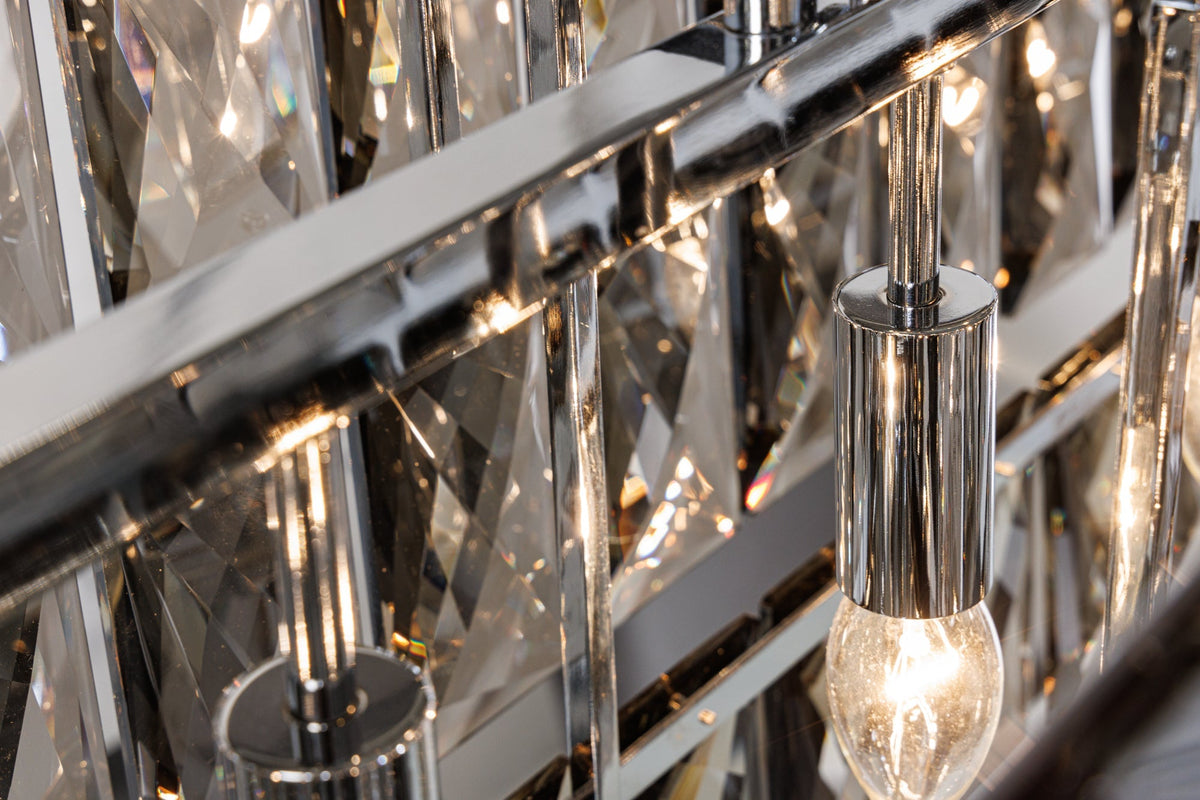 Lampe suspendue de luxe CRYSTAL 90cm lustre design gris noble prismes en verre