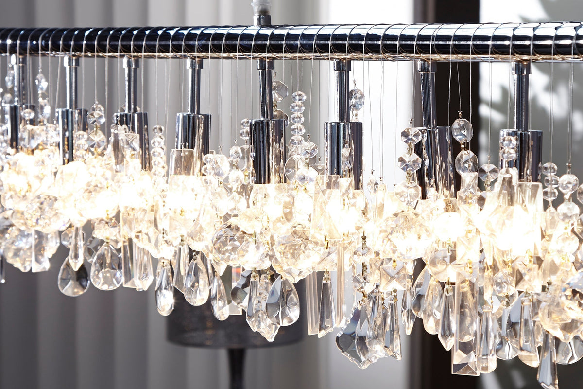 Lampe suspendue extravagante DIAMONDS XL Lampe en cristal 120cm avec 9 lumières