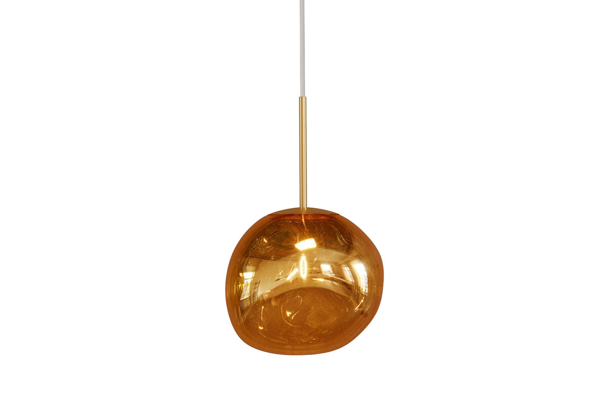Lampe suspendue ronde LIQUID DIAMOND 20cm boule acier verre doré