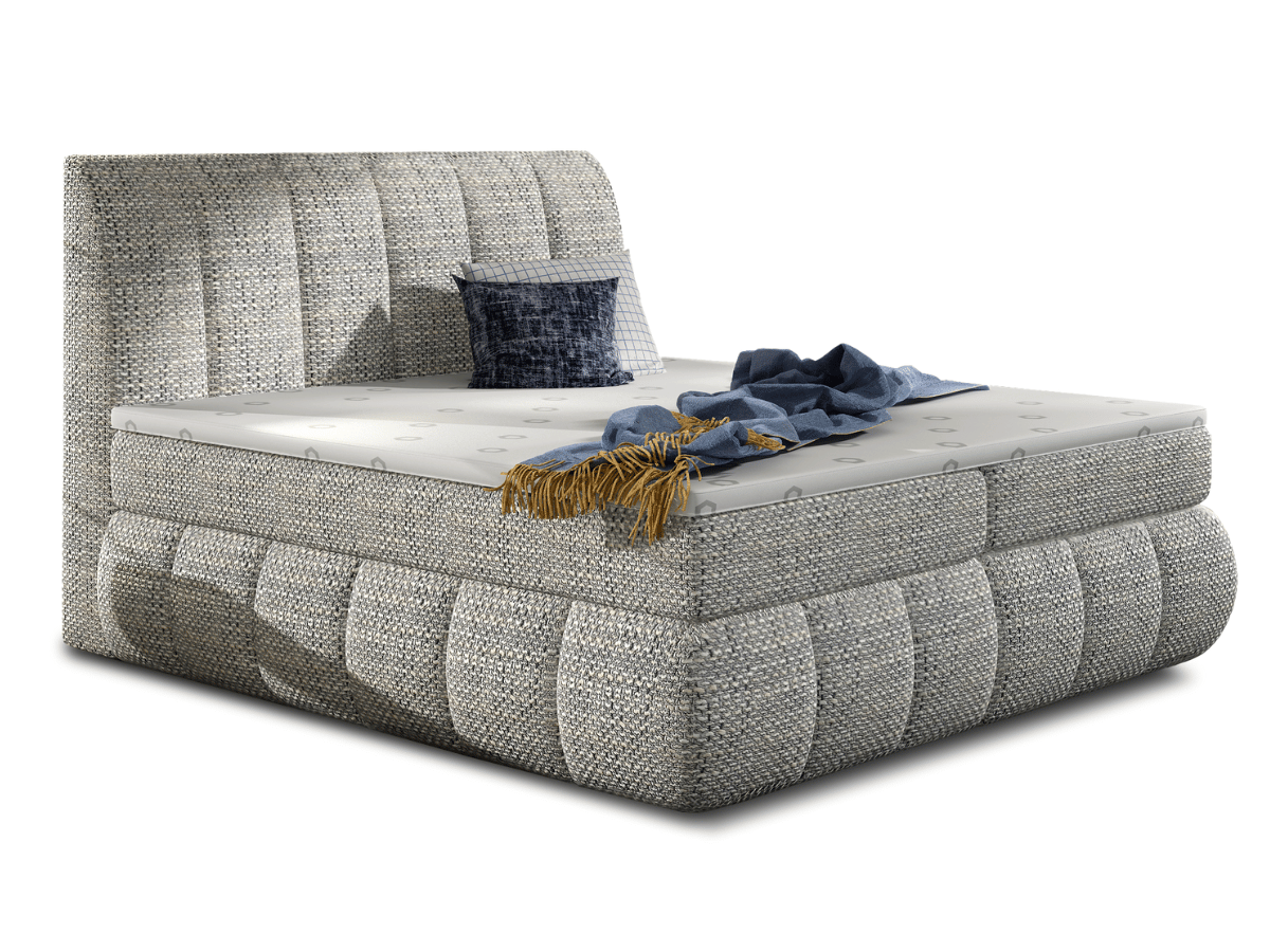 Lit Boxspring Mateo – Lit Complet avec Matelas, Sommier, Coffre de Rangement et Tête de Lit Design