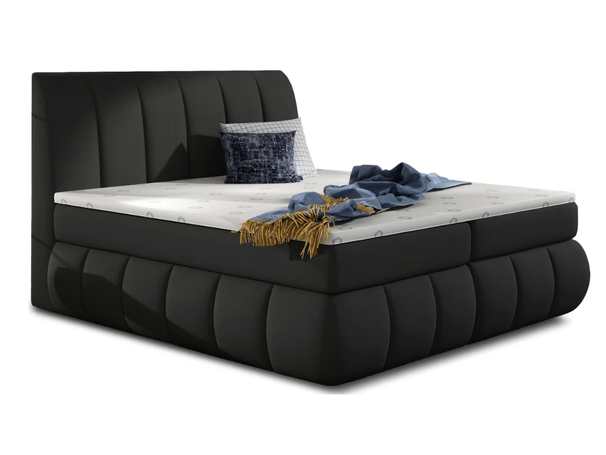Lit Boxspring Mateo – Lit Complet avec Matelas, Sommier, Coffre de Rangement et Tête de Lit Design