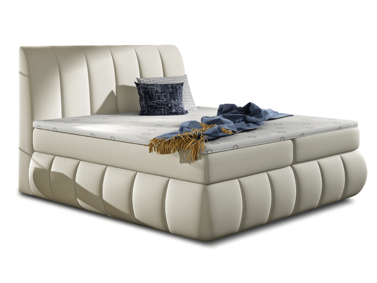 Lit Boxspring Mateo – Lit Complet avec Matelas, Sommier, Coffre de Rangement et Tête de Lit Design