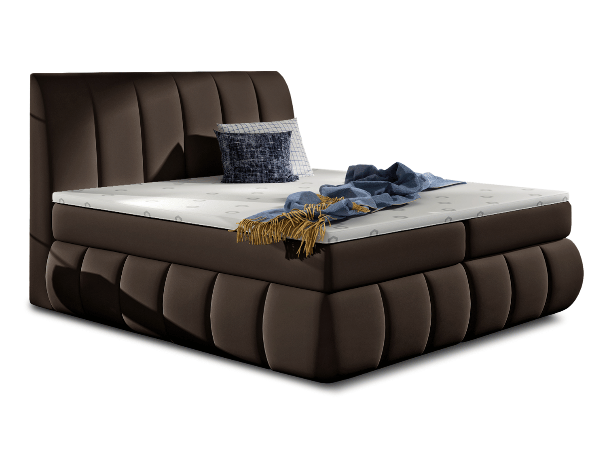Lit Boxspring Mateo – Lit Complet avec Matelas, Sommier, Coffre de Rangement et Tête de Lit Design