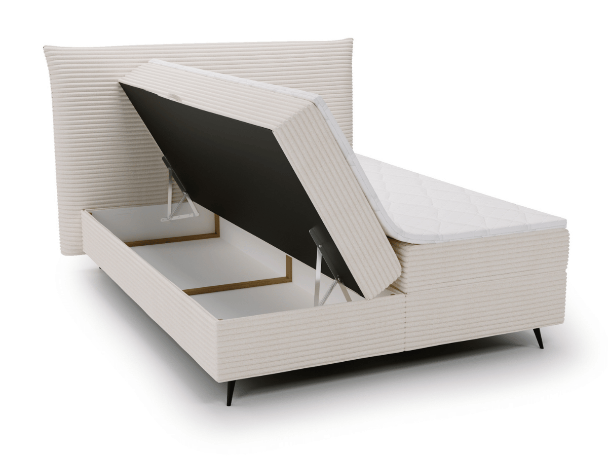 Ensemble complet boxspring tête de lit + sommiers + matelas + surmatelas - Tissu velours côtelé - LANA