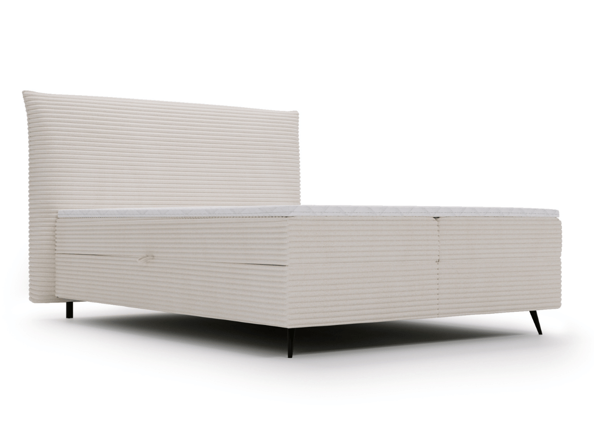 Ensemble complet boxspring tête de lit + sommiers + matelas + surmatelas - Tissu velours côtelé - LANA