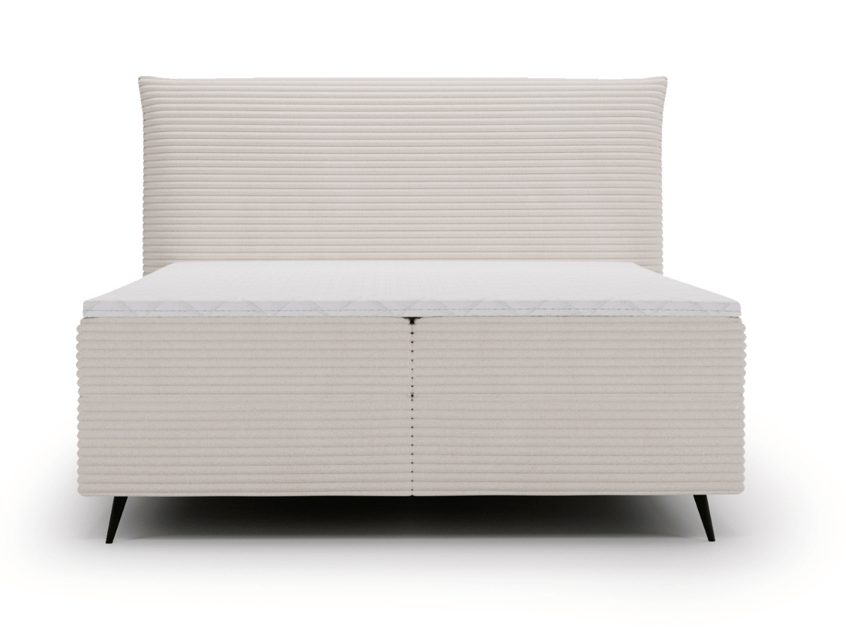 Ensemble complet boxspring tête de lit + sommiers + matelas + surmatelas - Tissu velours côtelé - LANA