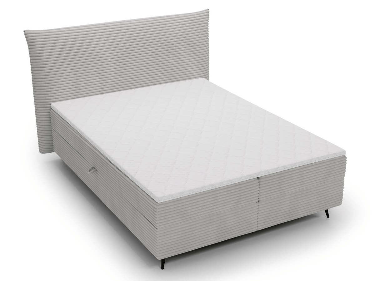 Ensemble complet boxspring tête de lit + sommiers + matelas + surmatelas - Tissu velours côtelé - LANA