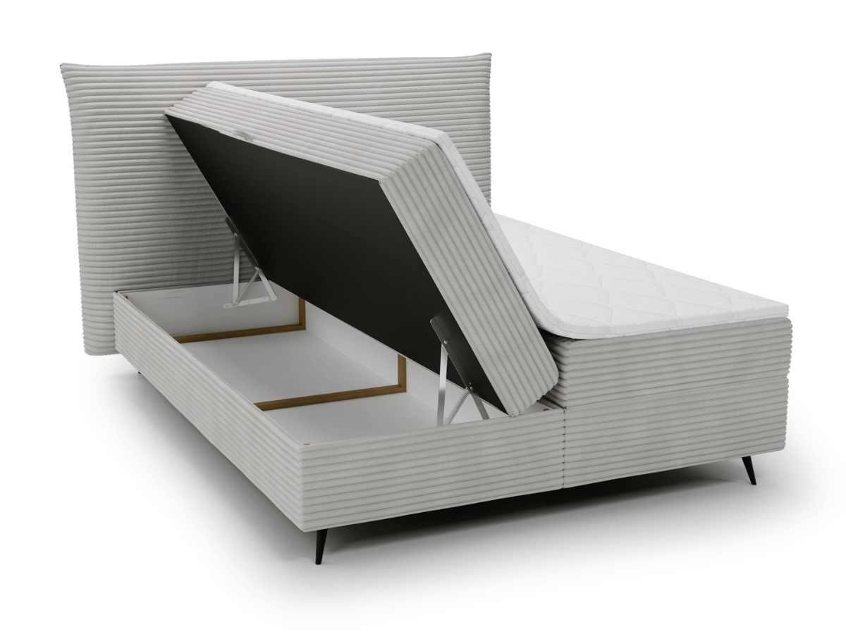 Ensemble complet boxspring tête de lit + sommiers + matelas + surmatelas - Tissu velours côtelé - LANA