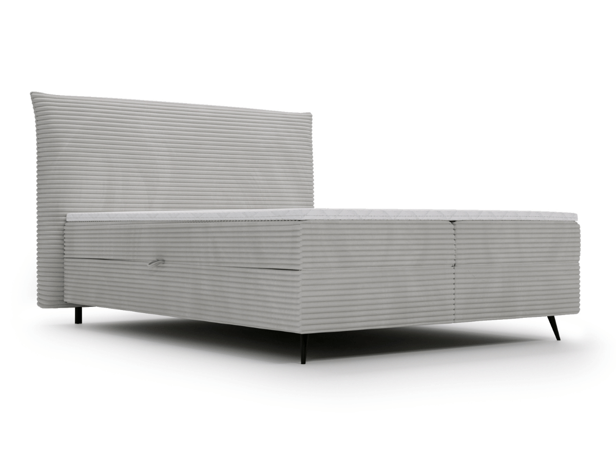 Ensemble complet boxspring tête de lit + sommiers + matelas + surmatelas - Tissu velours côtelé - LANA