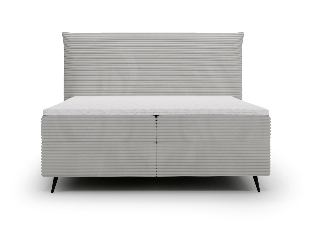 Ensemble complet boxspring tête de lit + sommiers + matelas + surmatelas - Tissu velours côtelé - LANA