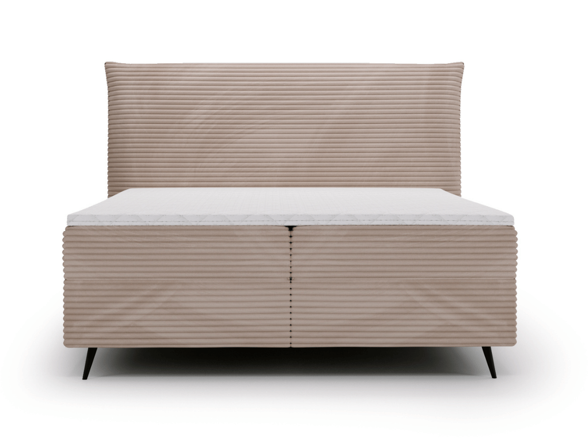 Ensemble complet boxspring tête de lit + sommiers + matelas + surmatelas - Tissu velours côtelé - LANA