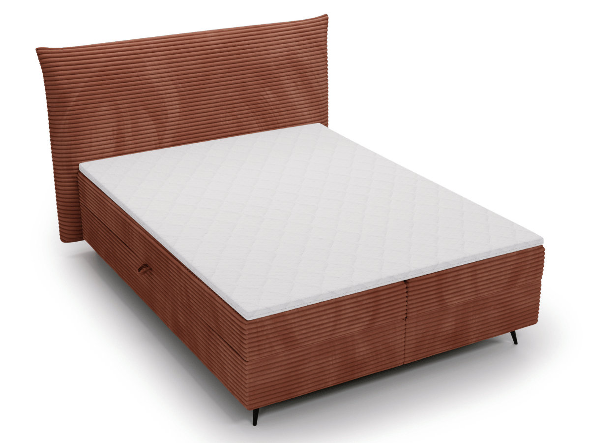 Ensemble complet boxspring tête de lit + sommiers + matelas + surmatelas - Tissu velours côtelé - LANA