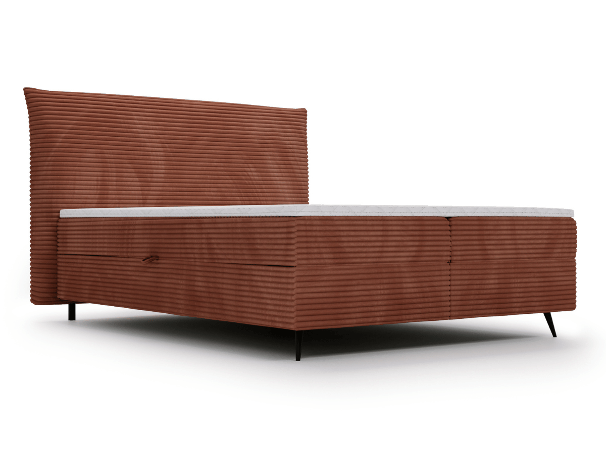 Ensemble complet boxspring tête de lit + sommiers + matelas + surmatelas - Tissu velours côtelé - LANA