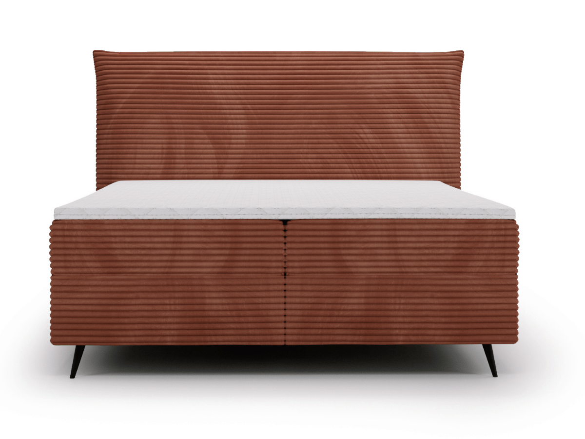 Ensemble complet boxspring tête de lit + sommiers + matelas + surmatelas - Tissu velours côtelé - LANA