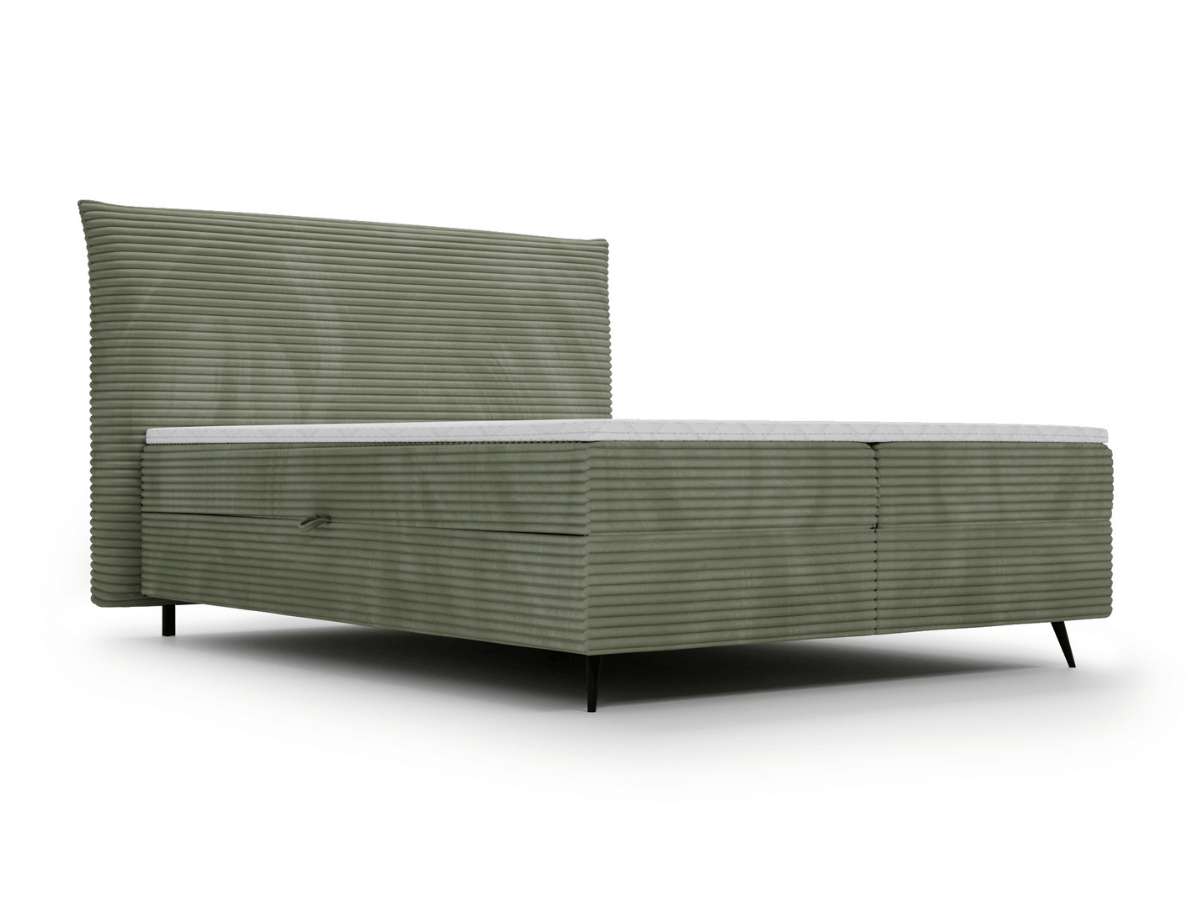Ensemble complet boxspring tête de lit + sommiers + matelas + surmatelas - Tissu velours côtelé - LANA