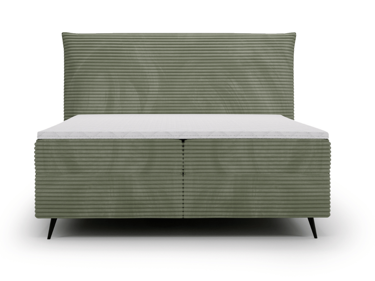 Ensemble complet boxspring tête de lit + sommiers + matelas + surmatelas - Tissu velours côtelé - LANA
