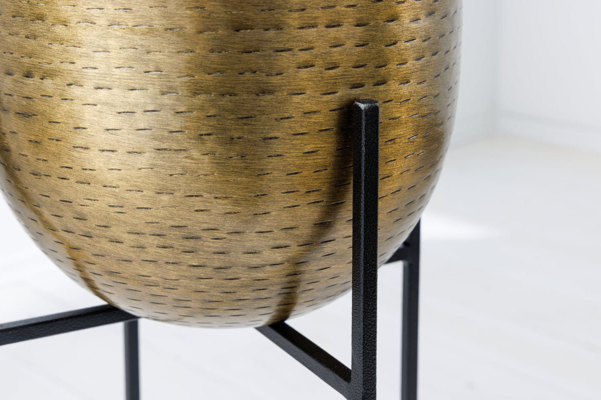 Lot de 2 pots de fleurs UNITÉ 70/50cm métal noir doré design martelé