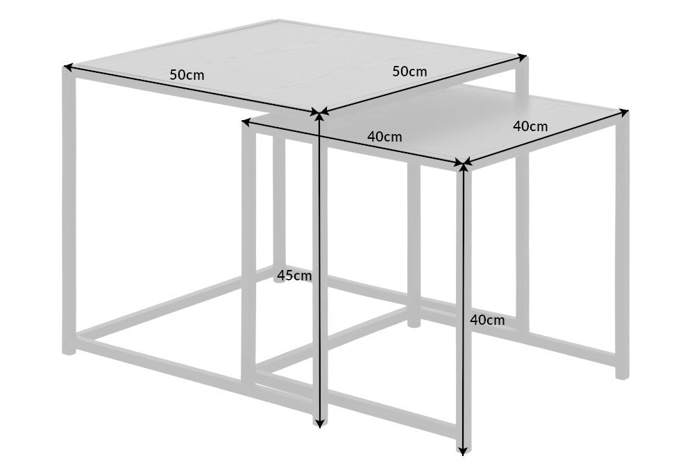 Lote de 2 mesas auxiliares de metal grafito SLIM LINE de 50 cm