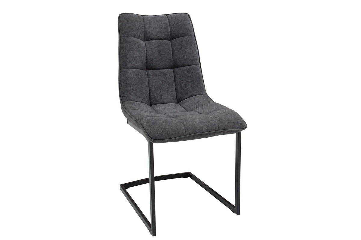 Lot de 2x Chaise cantilever design MIAMI structure métal gris foncé noir mat