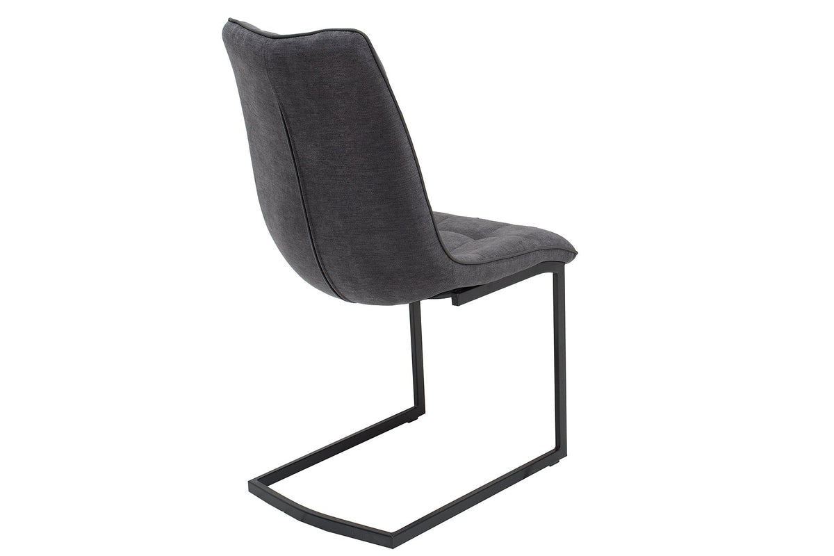 Lot de 2x Chaise cantilever design MIAMI structure métal gris foncé noir mat