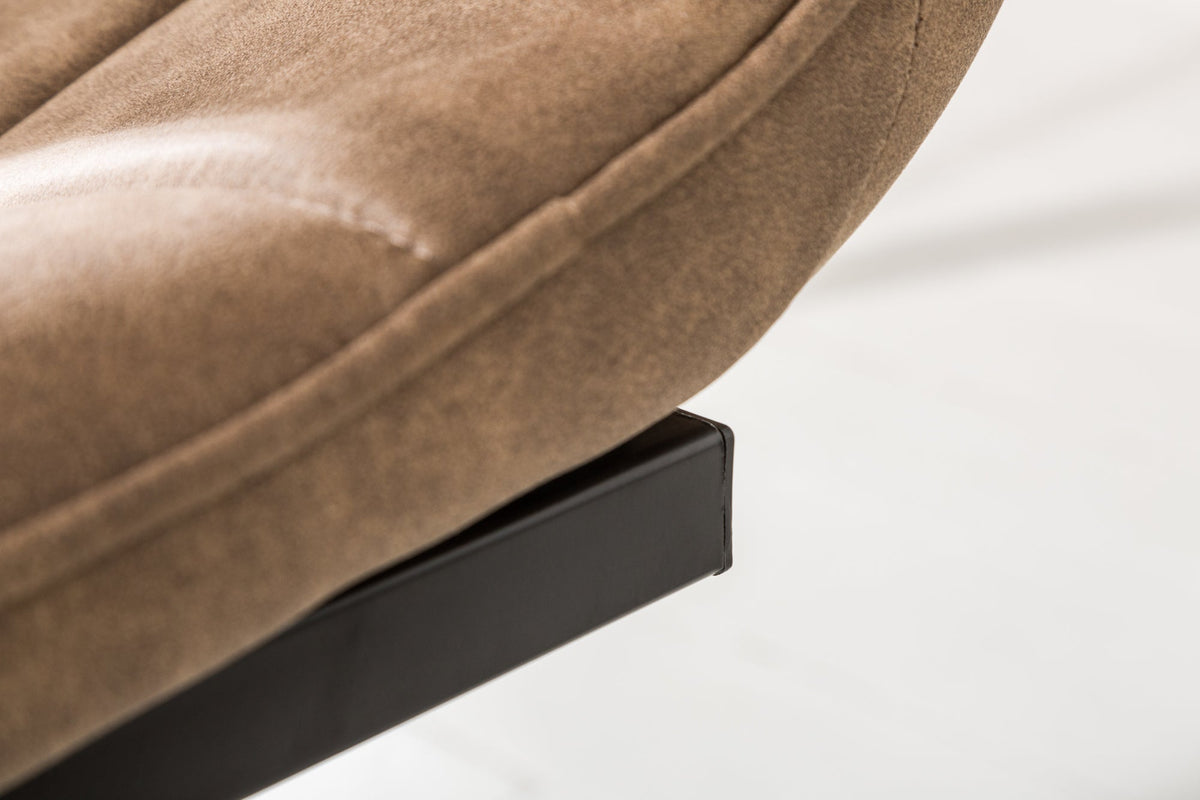 Lot de 2x Chaise cantilever design MIAMI taupe structure métal microfibre antique noir mat