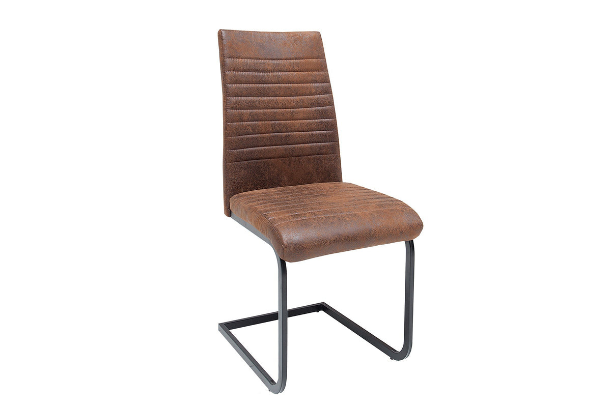 Lot de 2x Chaise cantilever industrielle APARTMENT marron antique avec structure en métal