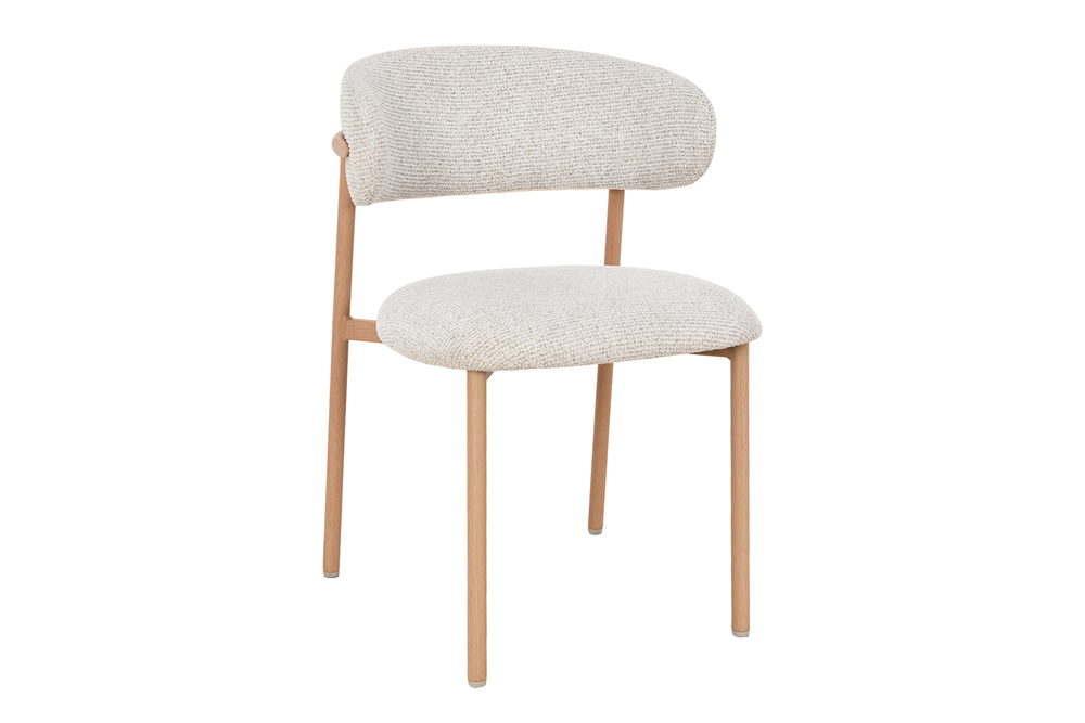 Lot de 2x Chaise design BELFORT beige tissu structuré piètement métallique chêne (réf. 48551)