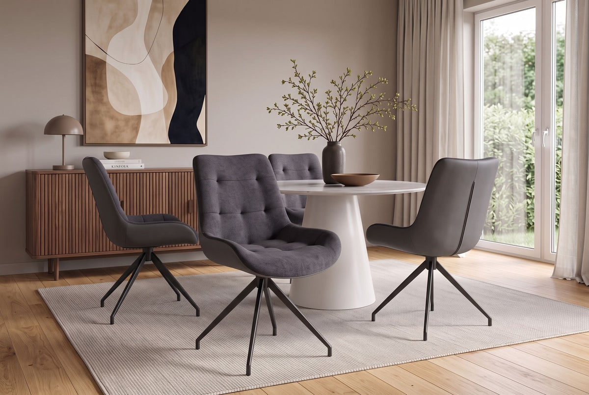 Lot de 2x Chaise design DIVANI gris foncé structure métallique noir dans le style Retro