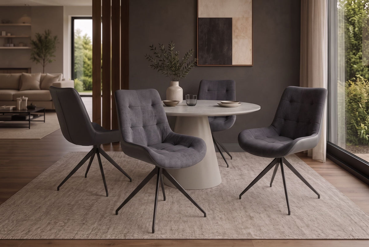 Lot de 2x Chaise design DIVANI gris foncé structure métallique noir dans le style Retro