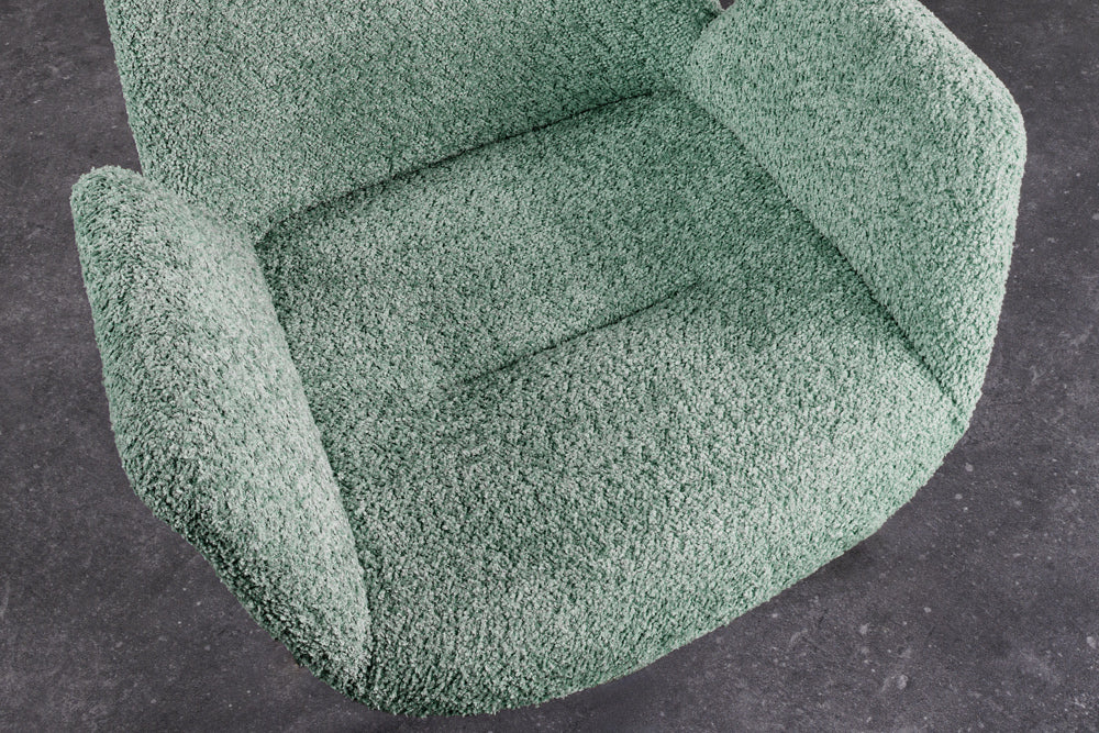Lot de 2x Chaise design pivotante BALTIC menthe Bouclé naturel Pieds en chêne massif avec accoudoirs