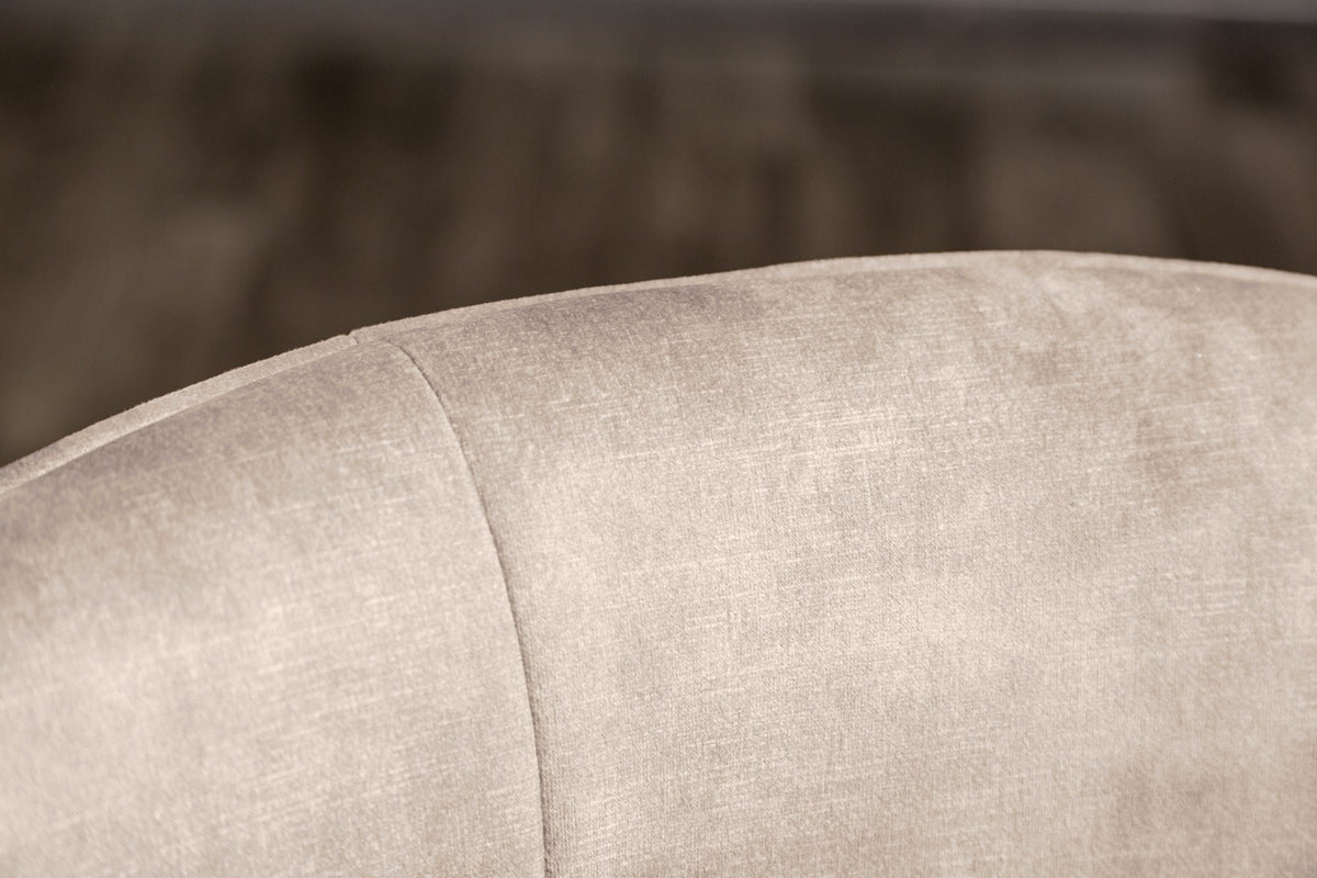 Lot de 2x Chaise design pivotante EUPHORIA champagne grège velours avec accoudoir piétement métal noir
