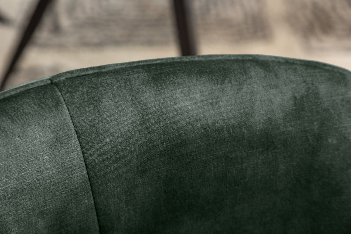 Lot de 2x Chaise design pivotante EUPHORIA velours vert foncé avec accoudoir, piètement métallique noir (réf. 40261)