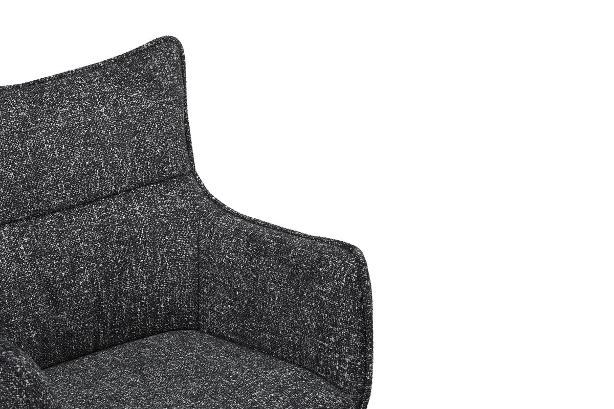 Lot de 2x Chaise design pivotante VOGUE anthracite naturel tissu structuré bois de chêne 360° avec accoudoir