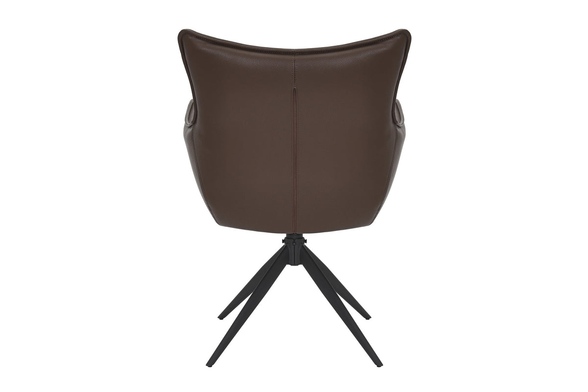 Lot de 2x Chaise design pivotante VOGUE brandy brun similicuir noir métal 360° avec accoudoir