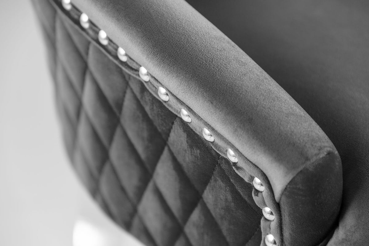 Lot de 2x Chaise élégante CASTLE DELUXE gris velours tête de lion Chesterfield Design chaise de salle à manger clous