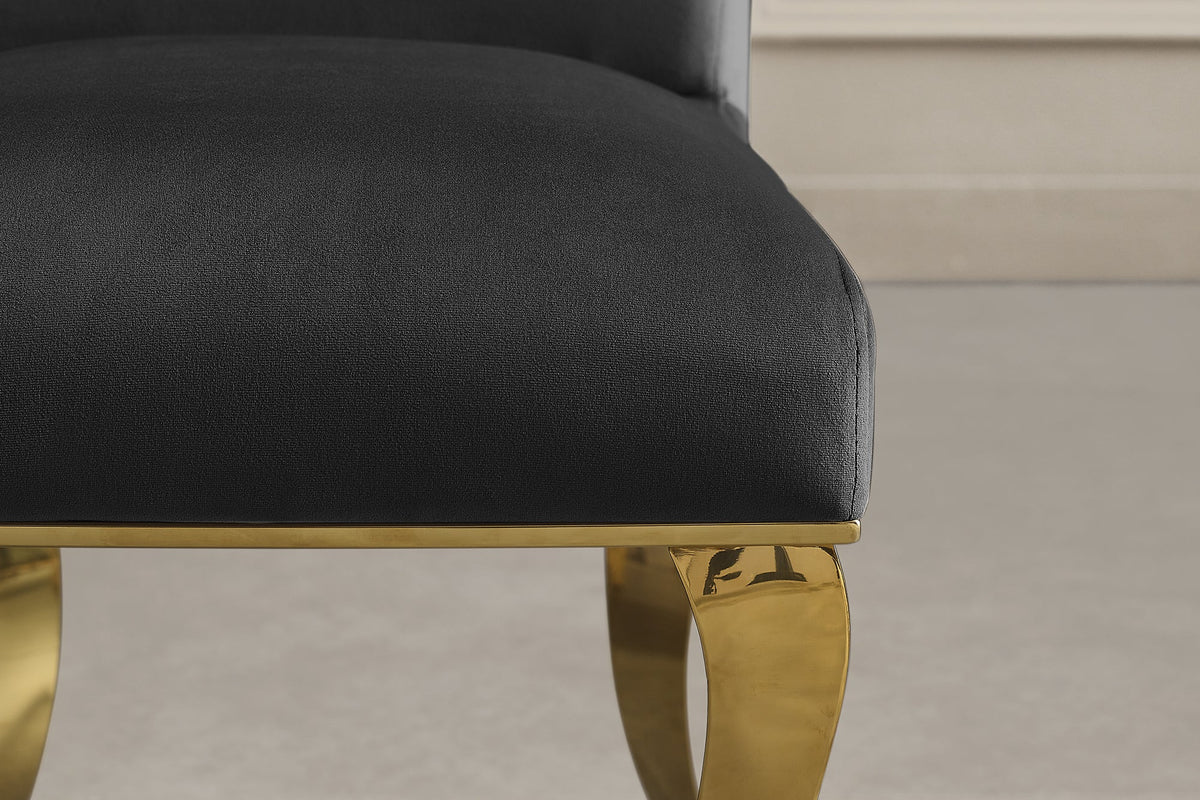 Lot de 2x Chaise MODERN BAROCK DELUXE noir velours avec pieds en acier inoxydable dorés