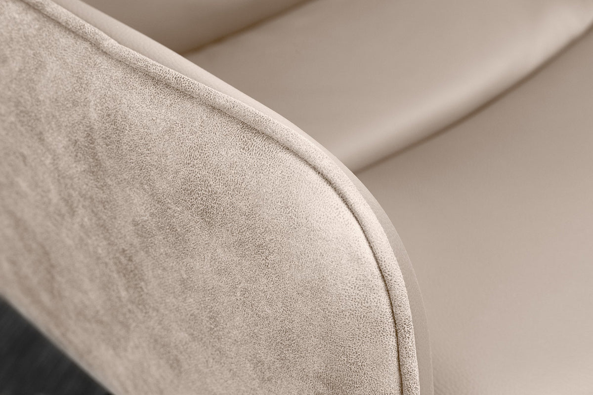 Lot de 2x Chaise pivotante BIG GEORGE beige cuir véritable et microfibre avec accoudoir pieds en métal noir