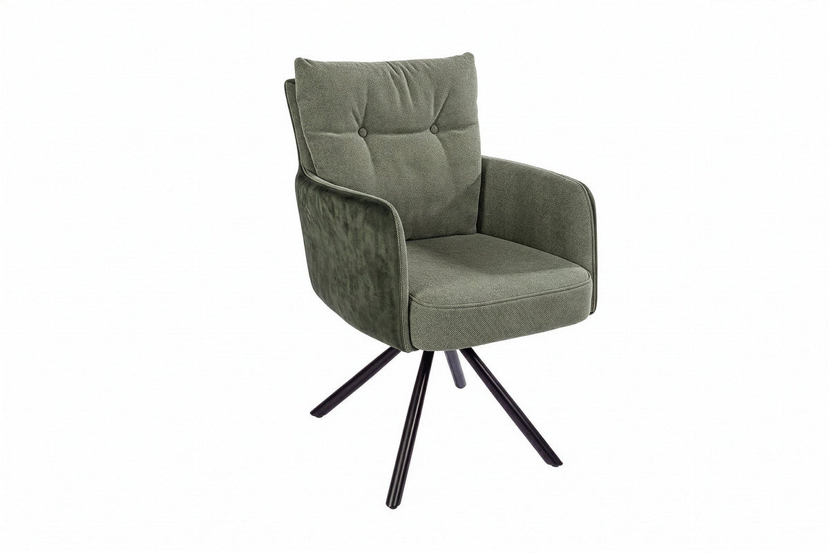 Lot de 2x Chaise pivotante BIG GEORGE, vert, velours, tissu structuré, fauteuil avec accoudoirs, ressorts à poche