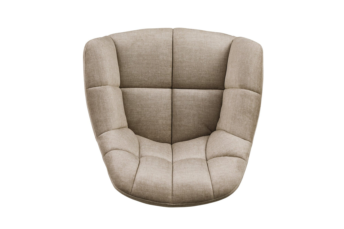 Lot de 2x Chaise pivotante PAPILLON velours beige avec accoudoir champagne grège piètement métallique