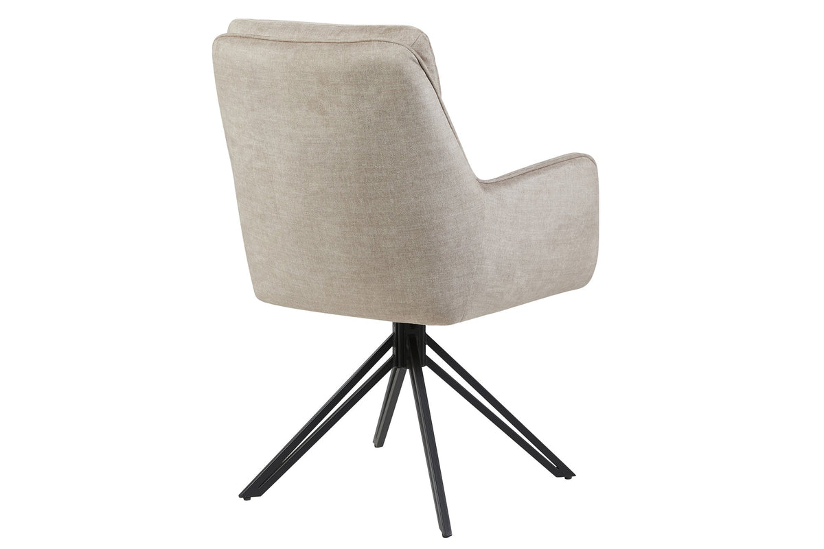 Lot de 2x Chaise pivotante PROMETHEUS beige Vogue Velours Samt Taschenfederkern Metallgestell