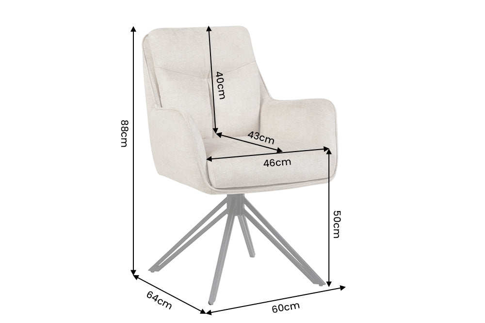 Lot de 2x Chaise pivotante PROMETHEUS beige Vogue Velours Samt Taschenfederkern Metallgestell