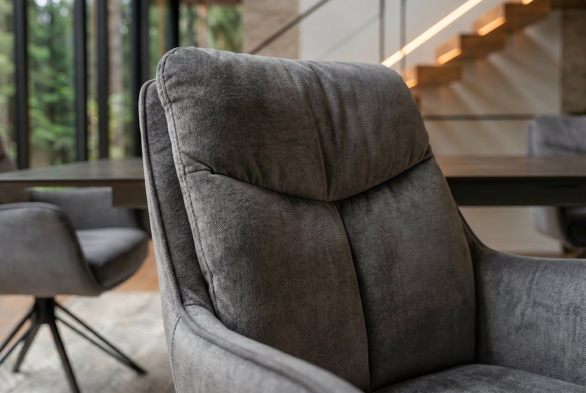 Lot de 2x Chaise pivotante PROMETHEUS gris graphite Vogue velours à ressorts ensachés métal