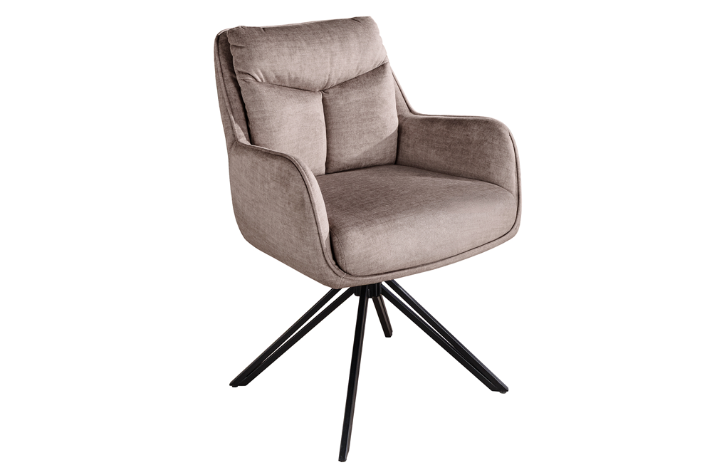 Lot de 2x Chaise pivotante PROMETHEUS taupe Vogue Velours Samt Taschenfederkern Metallgestell