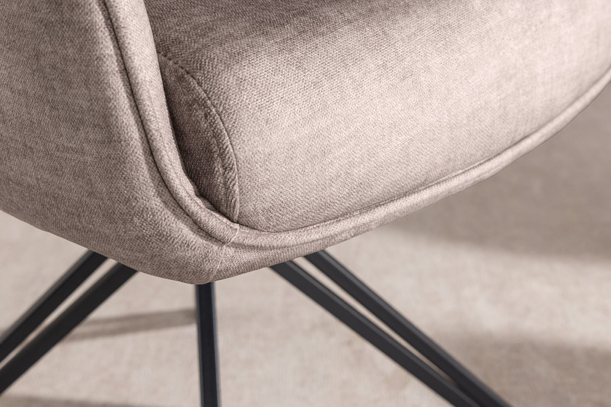 Lot de 2x Chaise pivotante PROMETHEUS taupe Vogue Velours Samt Taschenfederkern Metallgestell