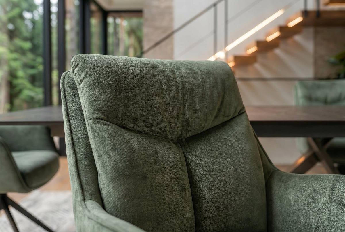Lot de 2x Chaise pivotante PROMETHEUS vert mousse Vogue Velours velours ressorts ensachés métal