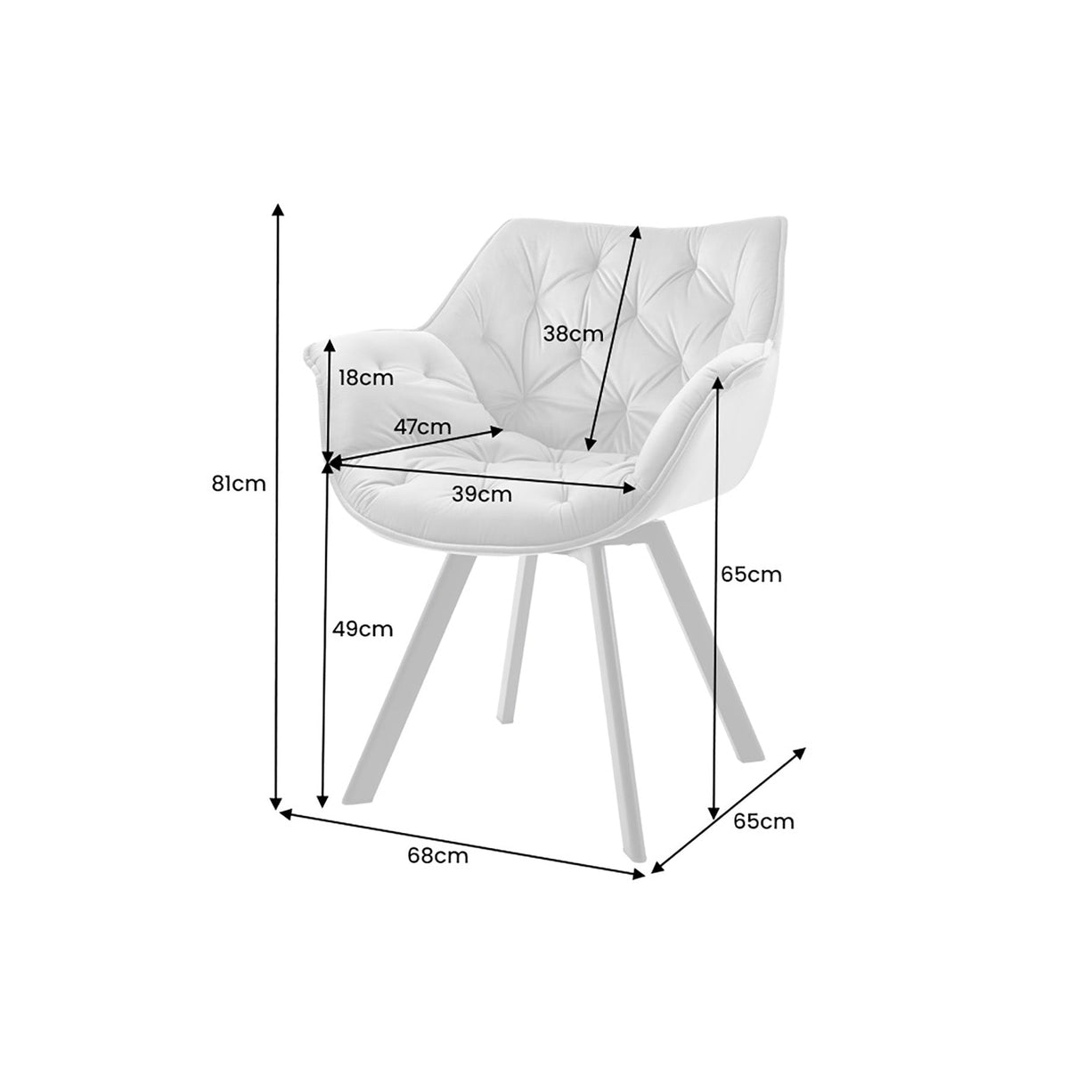 Lot de 2x Chaise pivotante THE DUTCH COMFORT rouille brun velours avec accoudoirs Modern Design