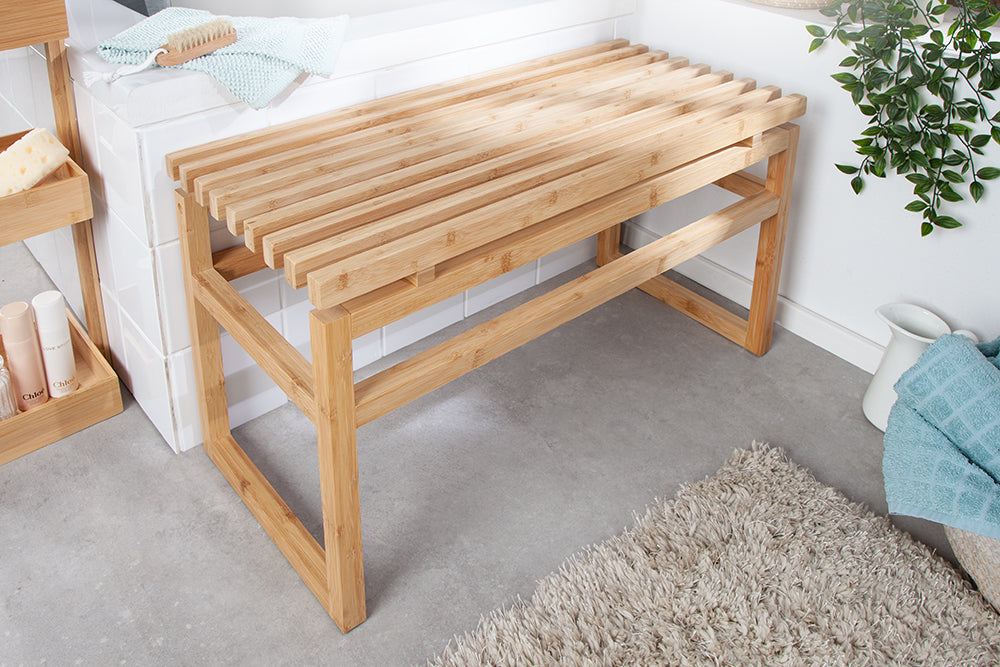 Lot de 2x Design banquette LAGOON SPA 75cm bois de bambou banquette de salle de bain