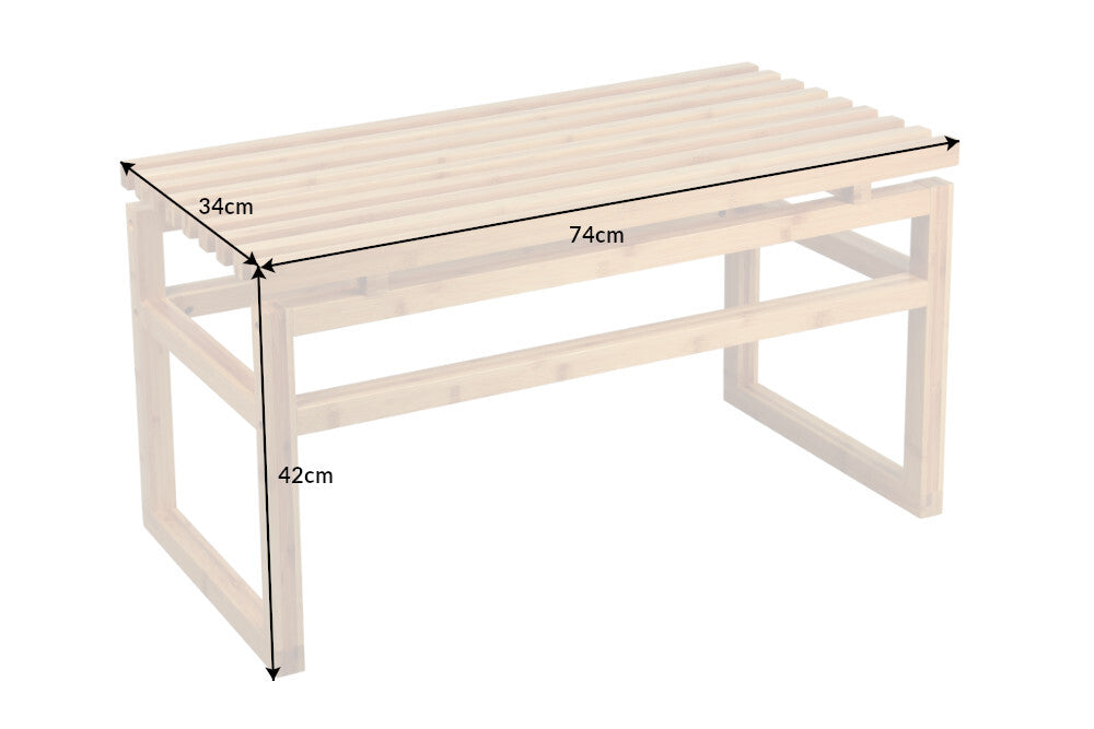 Lot de 2x Design banquette LAGOON SPA 75cm bois de bambou banquette de salle de bain