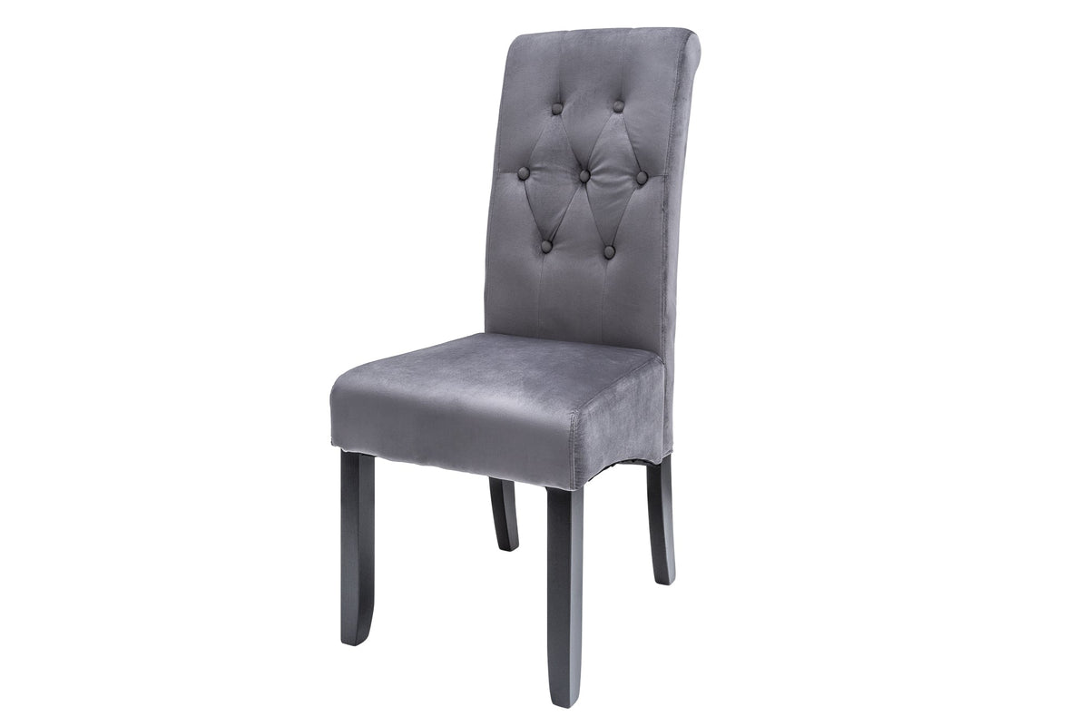 Lot de 2x Design chaise CASA gris velours avec boutons décoratifs pieds en bois massif
